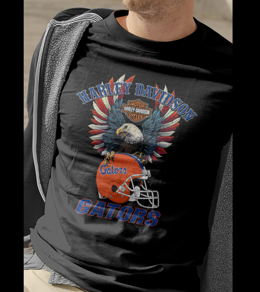 Harley Davidson Motorcycles Gators Ncaa Football T-Shirt