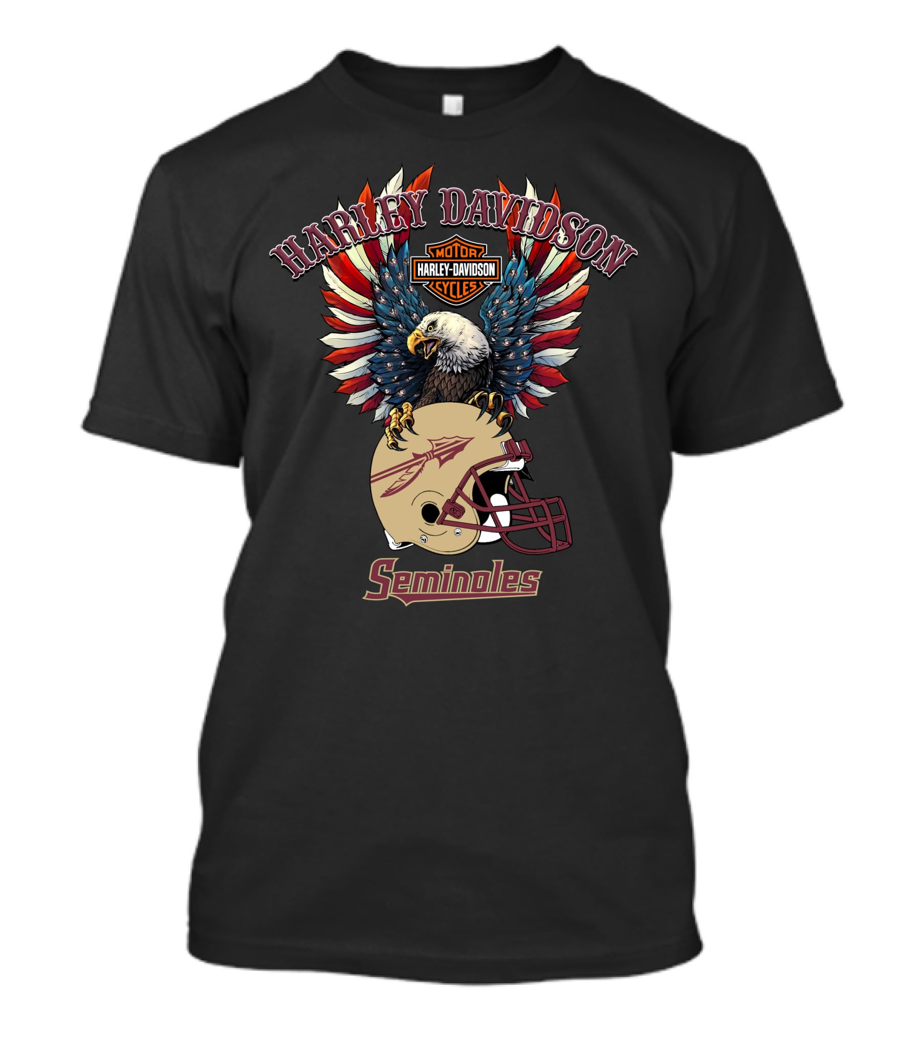 Harley Davidson Motor Cycles Seminoles Football Eagle T-Shirt