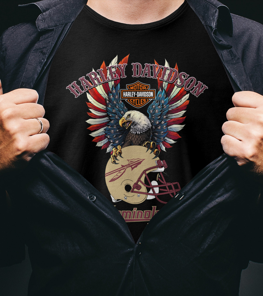 Harley Davidson Motor Cycles Seminoles Football Eagle T-Shirt
