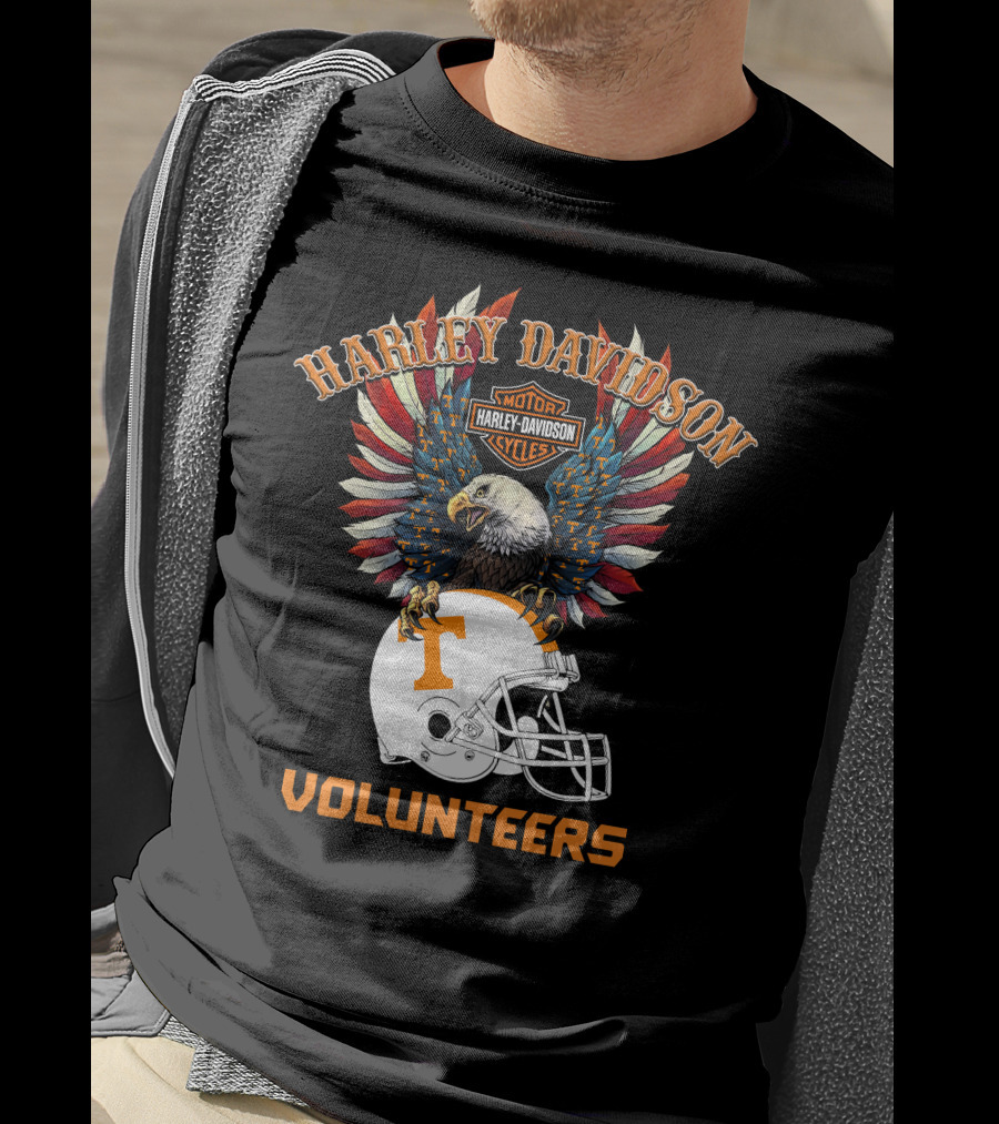Harley Davidson Motor Cycles Volunteers Bald Eagle Helmet T-Shirt