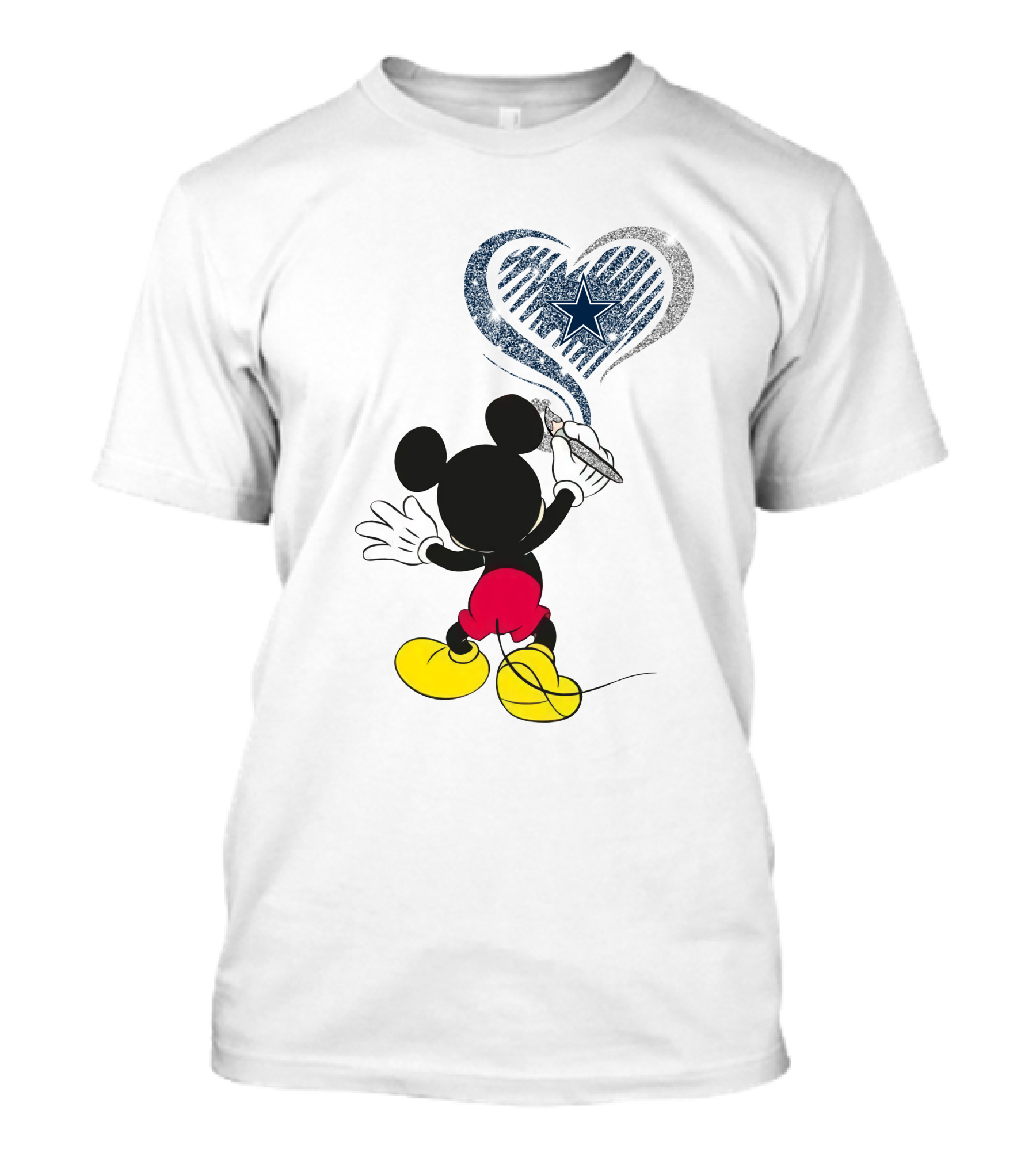 Mickey Painting Dallas Cowboys Heart Star T-Shirt