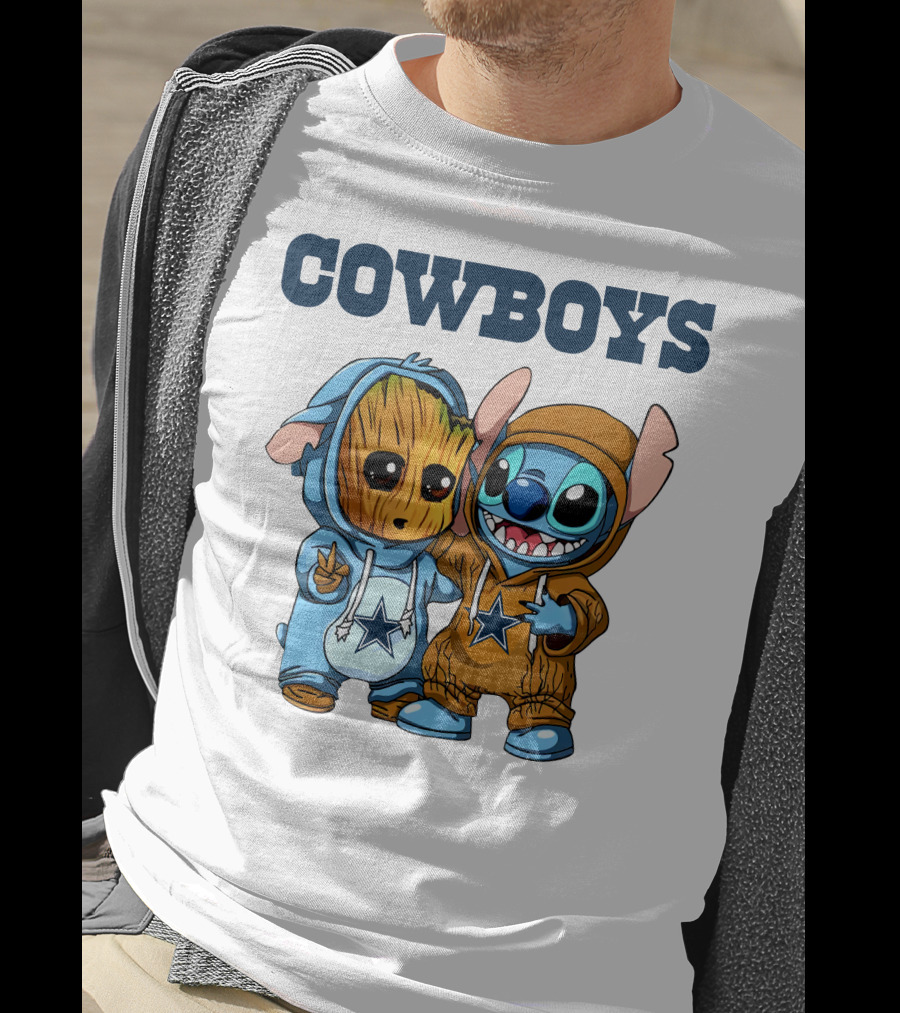 Cowboys Groot Stitch NFL Disney Collaboration T-Shirt