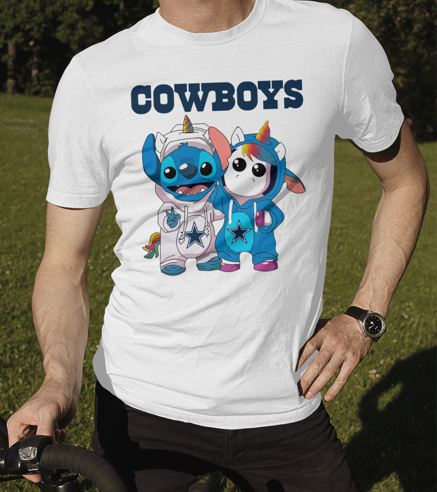 Cowboys Stitch And Unicorn In Blue Star Hoodies T-Shirt