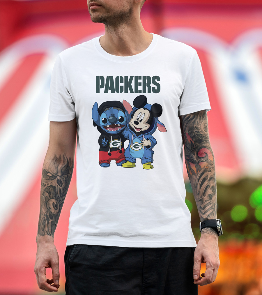 Packers Green Bay Stitch And Mickey Hoodie Characters T-Shirt