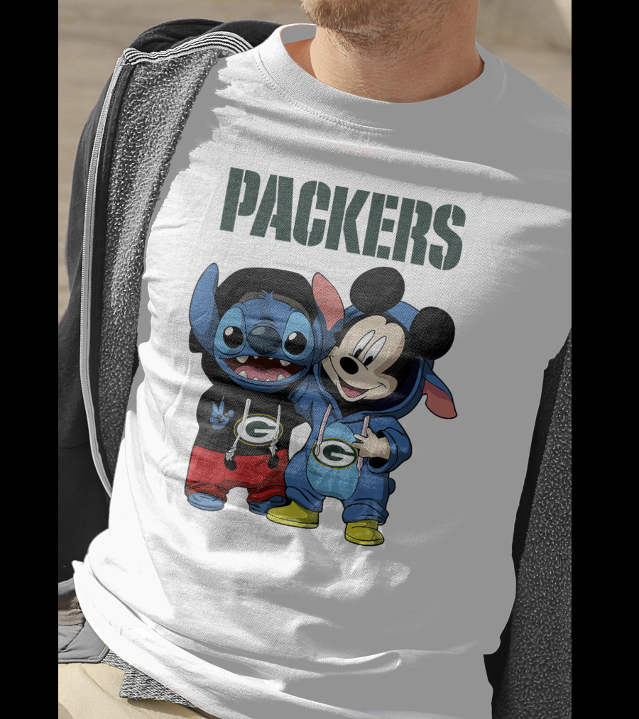 Packers Green Bay Stitch And Mickey Hoodie Characters T-Shirt