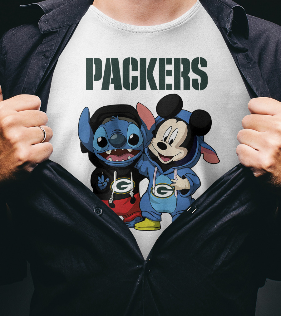 Packers Green Bay Stitch And Mickey Hoodie Characters T-Shirt