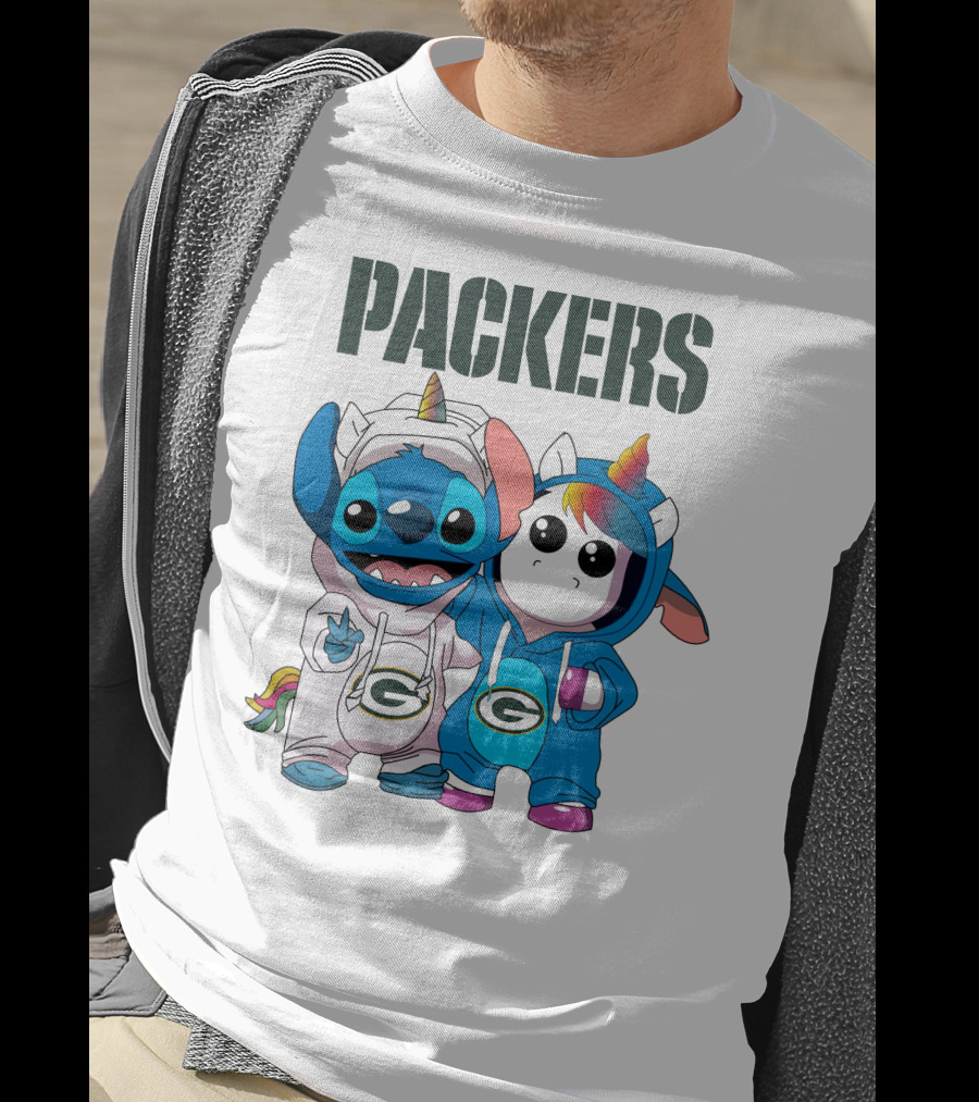 Packers Stitch And Unicorn Fans In Team Gear T-Shirt
