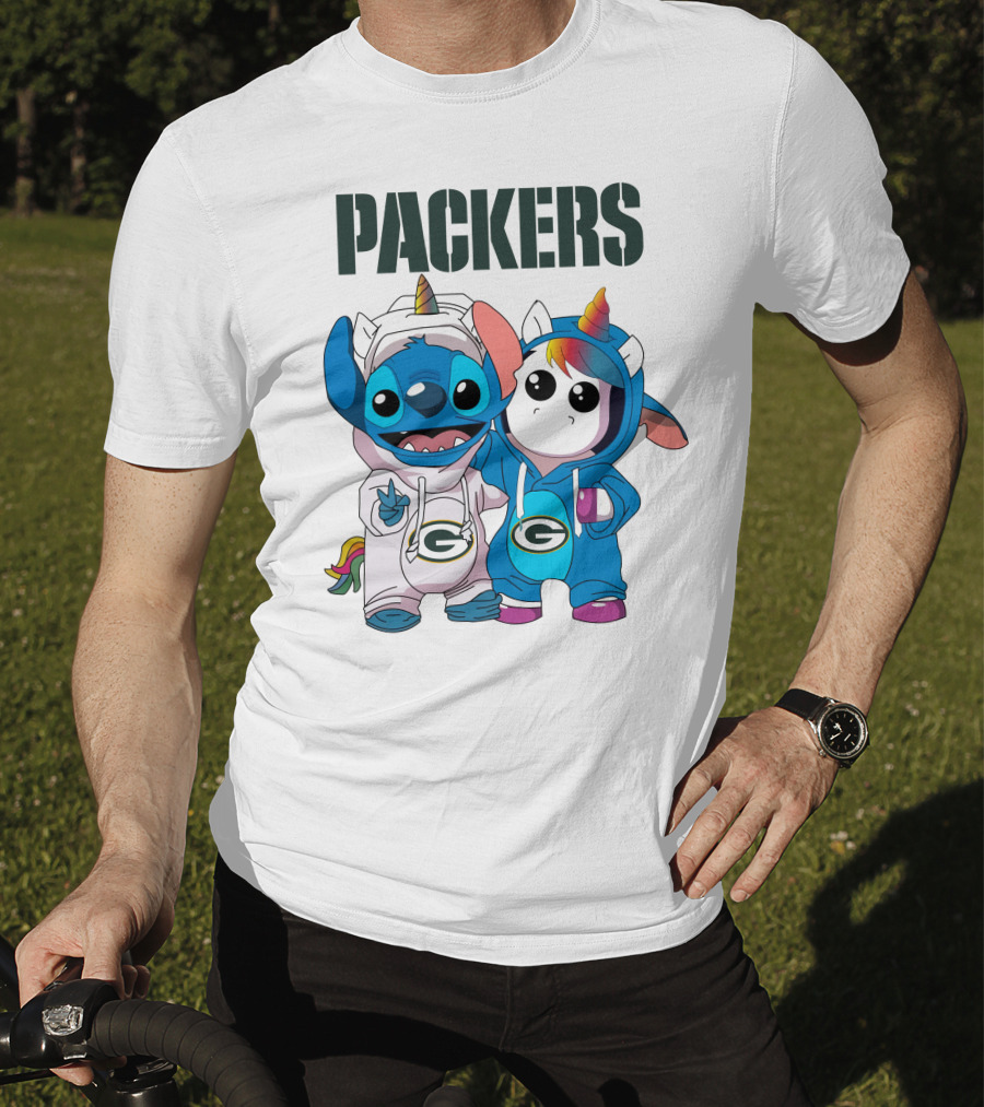 Packers Stitch And Unicorn Fans In Team Gear T-Shirt