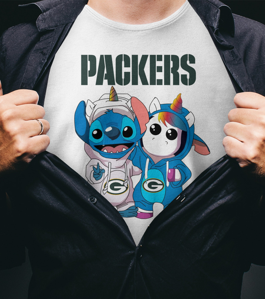 Packers Stitch And Unicorn Fans In Team Gear T-Shirt