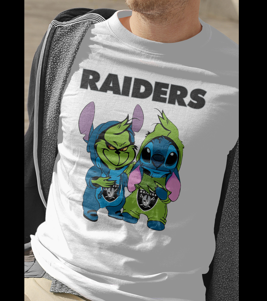 Raiders Grinch And Stitch Crossover T-Shirt