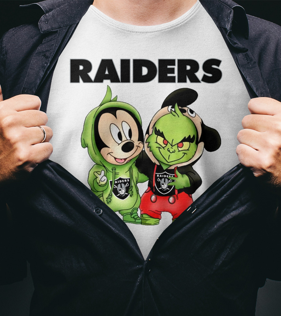 Mickey And Grinch Raiders Hoodie Cute Cartoon Characters T-Shirt
