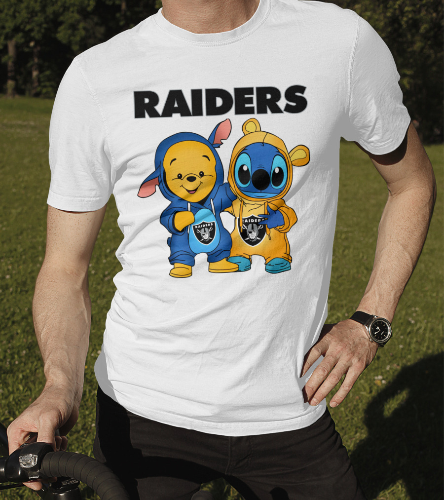 Raiders Pooh-Stitch Crossover Nfl Team Logos T-Shirt