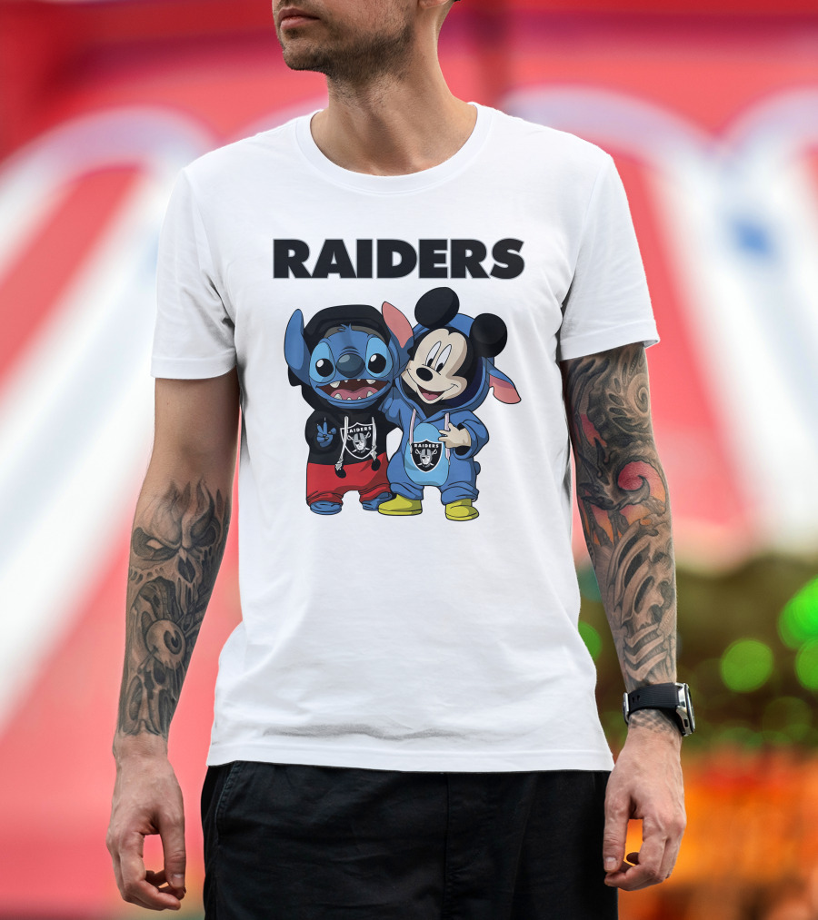 Stitch And Mickey Raiders Hoodie Duo T-Shirt