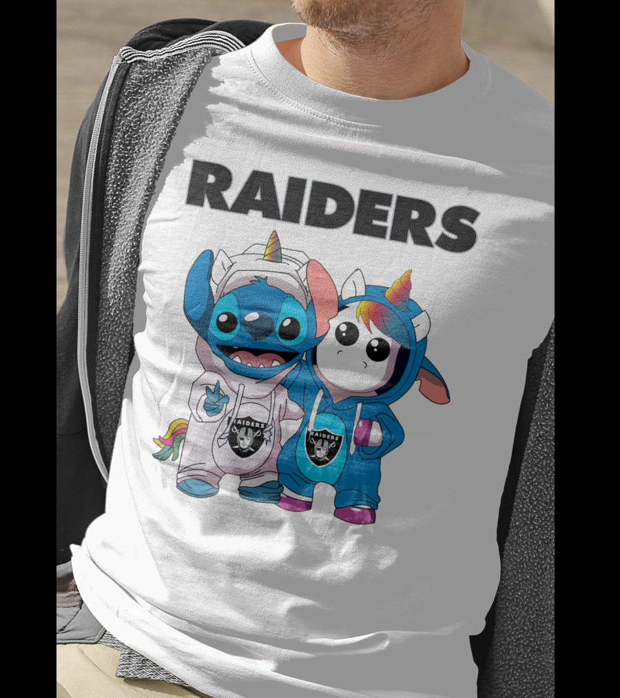 Raiders Stitch And Unicorn In Team Hoodies T-Shirt