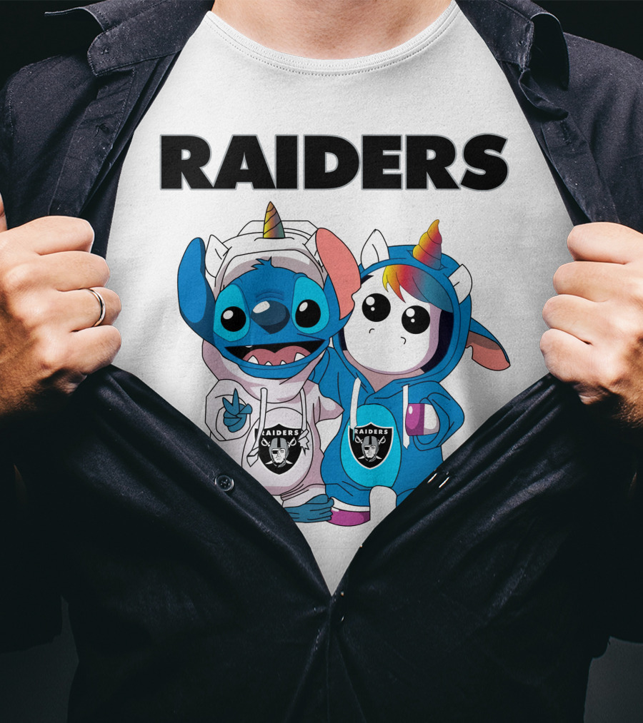 Raiders Stitch And Unicorn In Team Hoodies T-Shirt