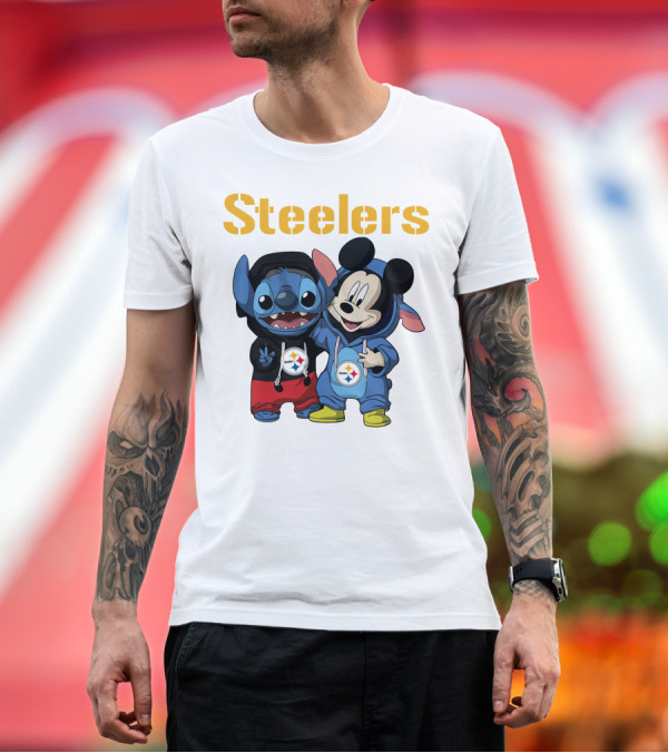 Premium T-Shirt: Steelers Stitch and Mickey T-Shirt Steelers Stitch and Mickey T-Shirt