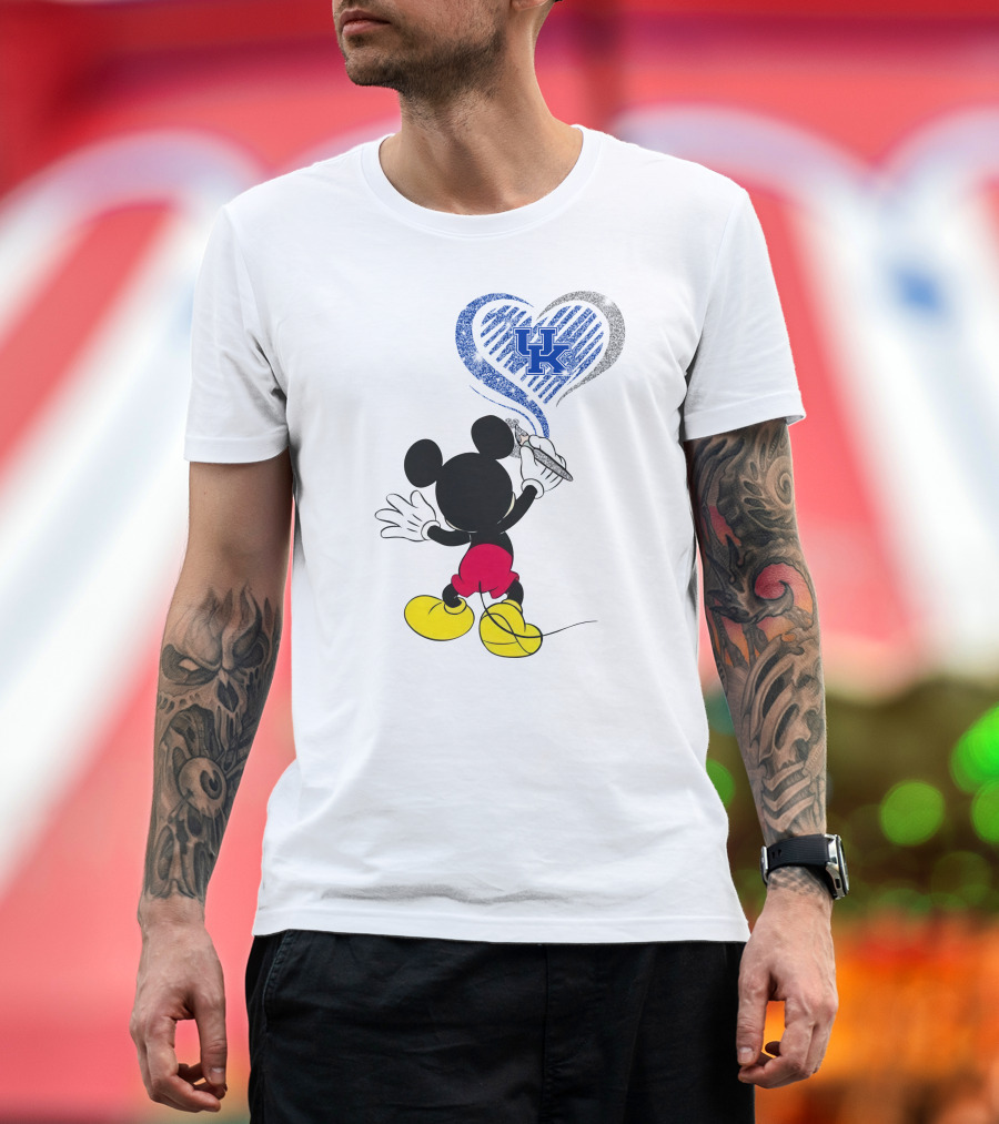 Mickey Uk Heart Drawing Kentucky Wildcats Ncaa T-Shirt