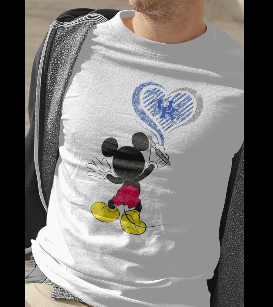 Mickey Uk Heart Drawing Kentucky Wildcats Ncaa T-Shirt