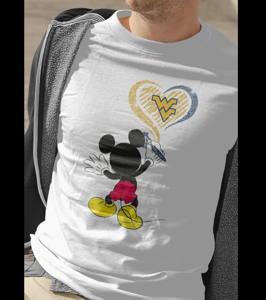 Mickey Drawing Wvu Heart T-Shirt