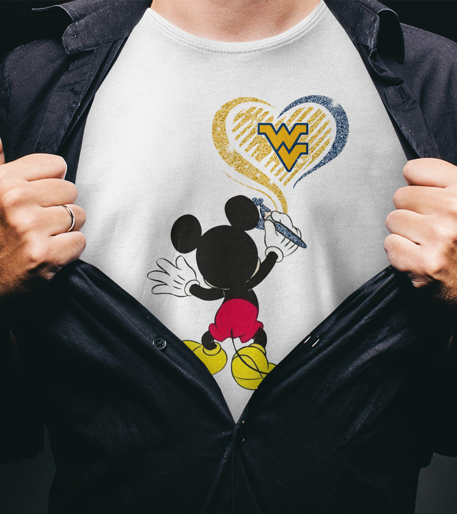 Mickey Drawing Wvu Heart T-Shirt