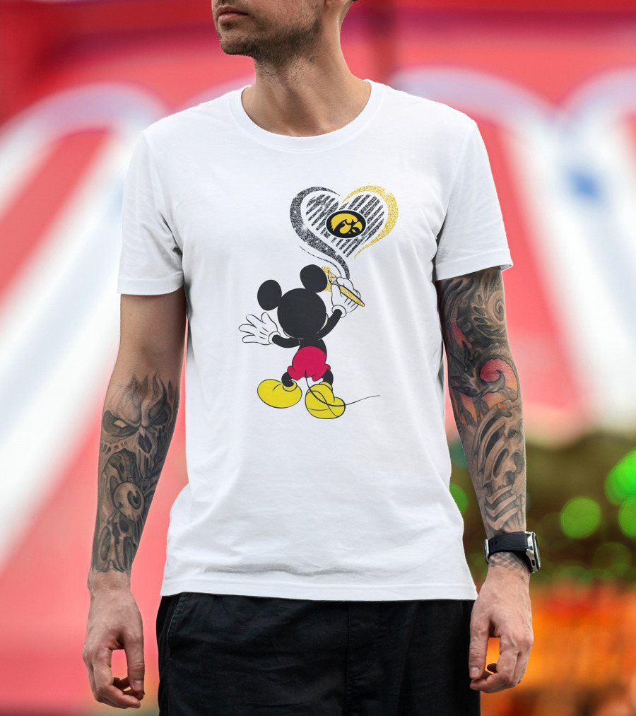 Mickey Mouse Iowa Hawkeyes Heart T-Shirt