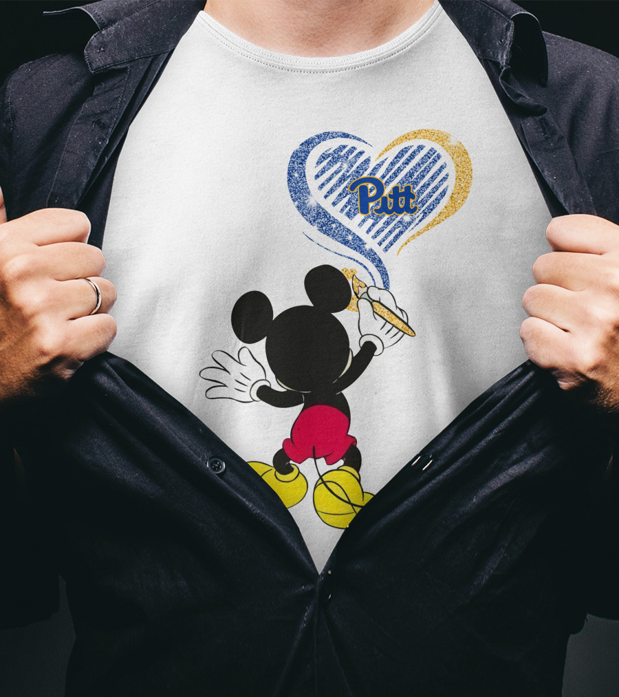 Pitt Panthers Mickey Mouse Heart Art T-Shirt