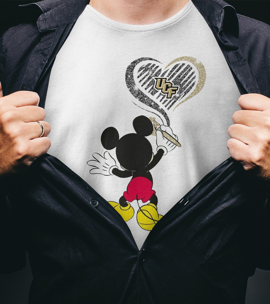 Ucf Knights Mickey Mouse Heart Drawing T-Shirt