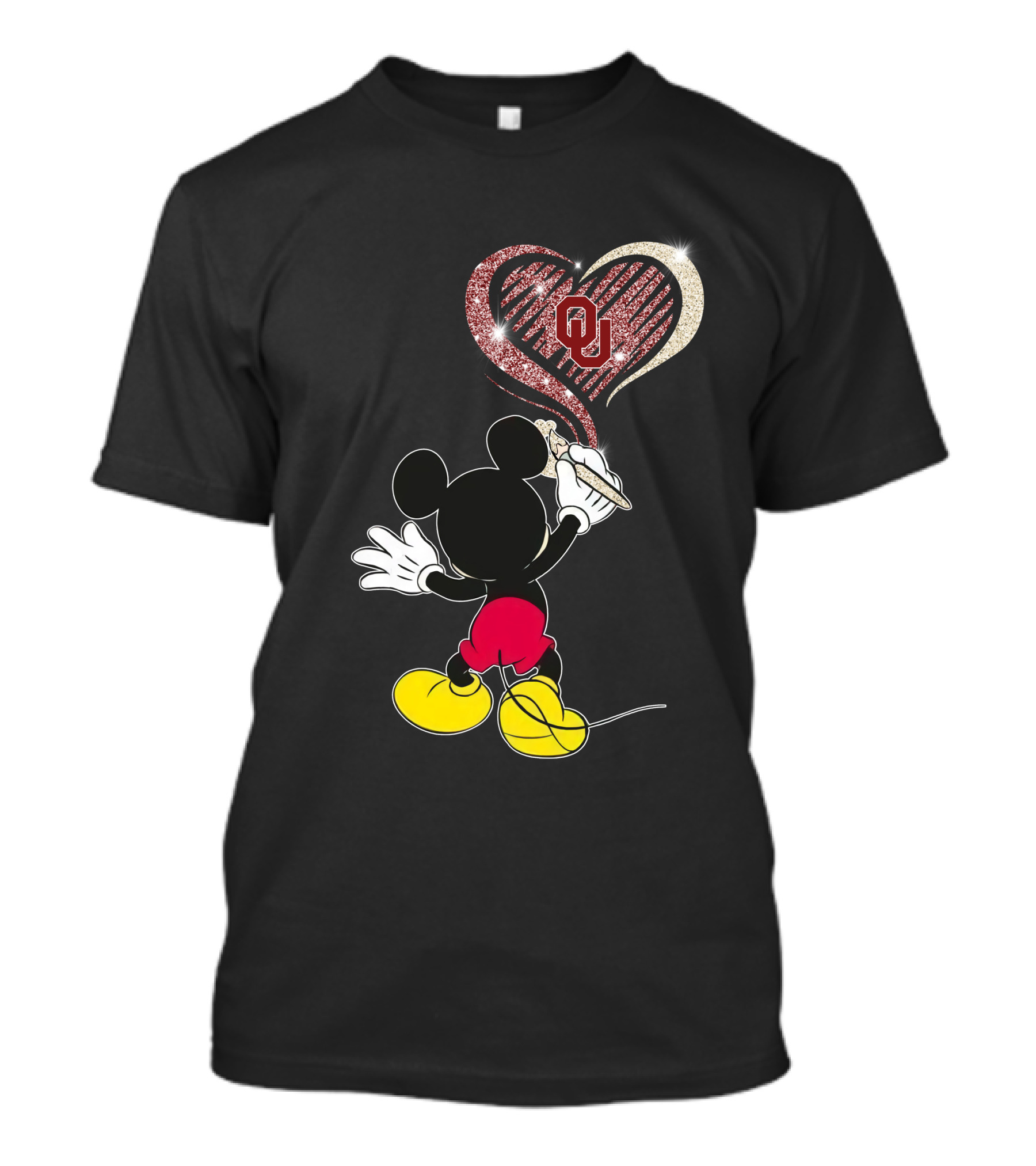 Mickey Draws Ou Heart For Oklahoma Sooners Fans T-Shirt