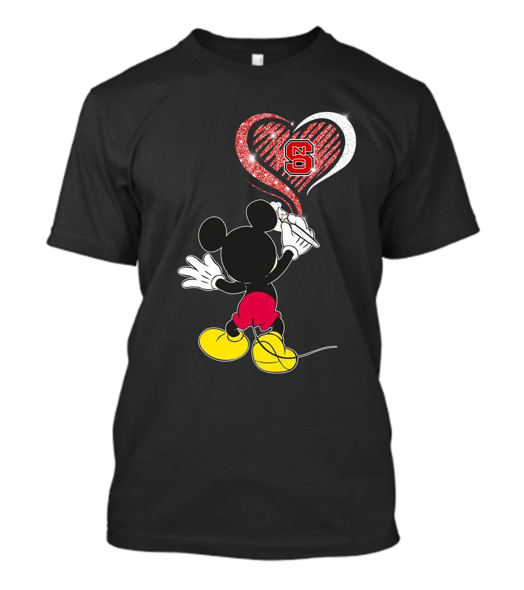 Mickey Drawing Heart Nc State Wolfpack T-Shirt