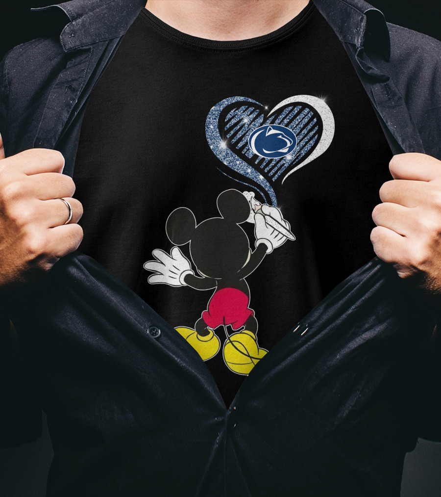 Mickey Mouse Draws Heart With Penn State Nittany Lions T-Shirt