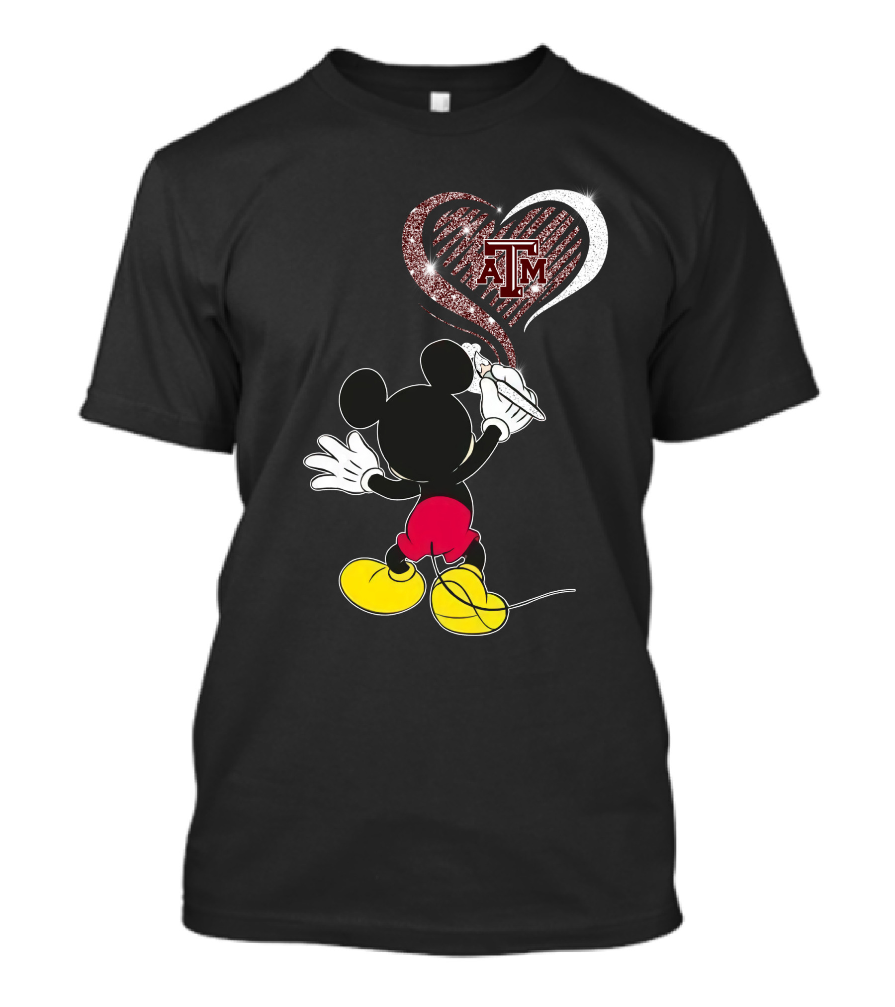 Mickey Drawing Heart With ATM Logo Texas A&M Aggies T-Shirt