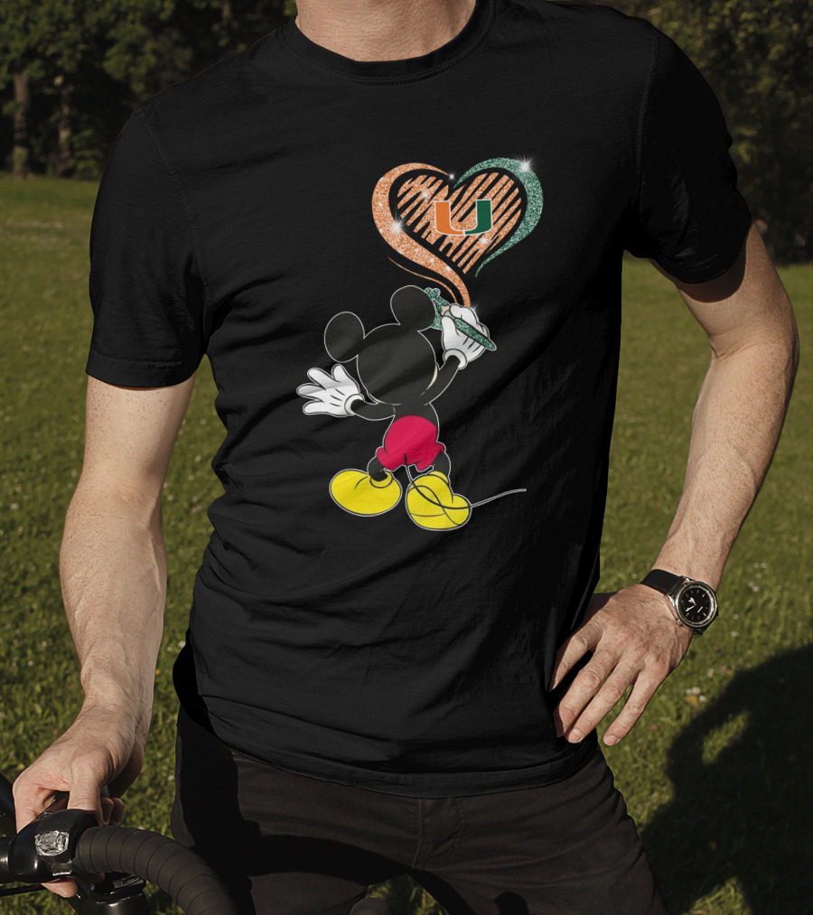 36 Miami Hurricanes Heart U Vintage Mouse T-Shirt
