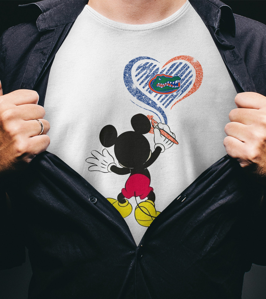 Mickey Painting Florida Gators Heart T-Shirt