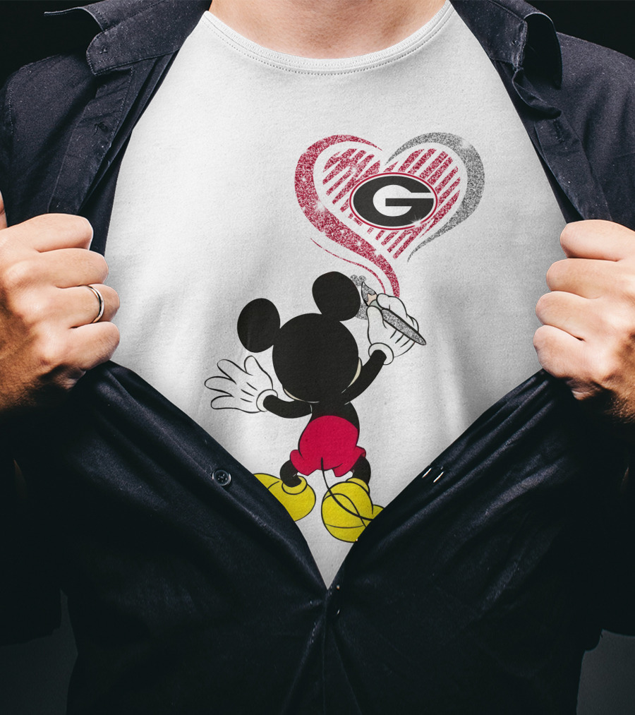 Mickey Ncaa Georgia Bulldogs Heart T-Shirt