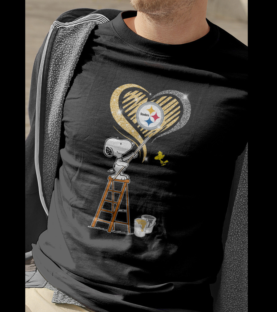Snoopy Pittsburgh Steelers Heart Painting T-Shirt