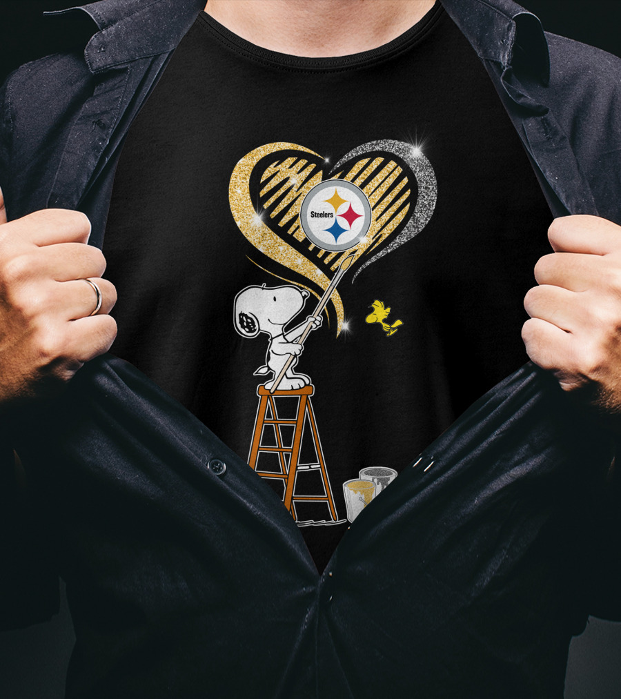 Snoopy Pittsburgh Steelers Heart Painting T-Shirt