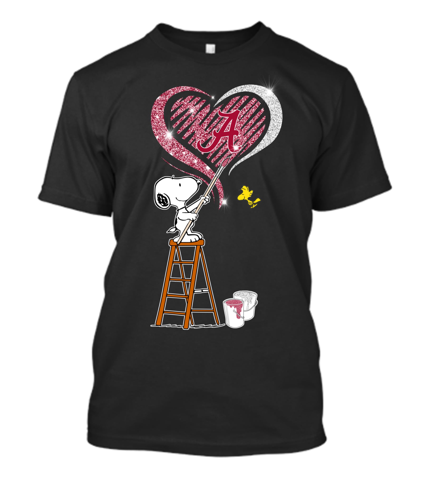 Snoopy Painting Alabama Crimson Tide Heart T-Shirt