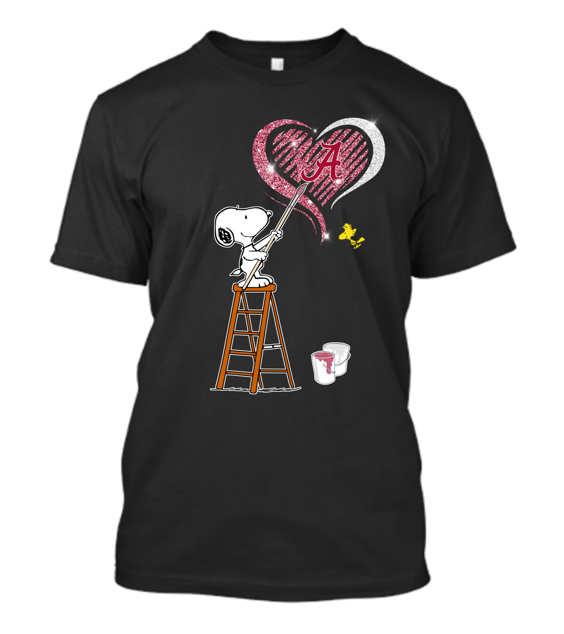 Snoopy Alabama Crimson Tide Heart Peanuts Woodstock T-Shirt