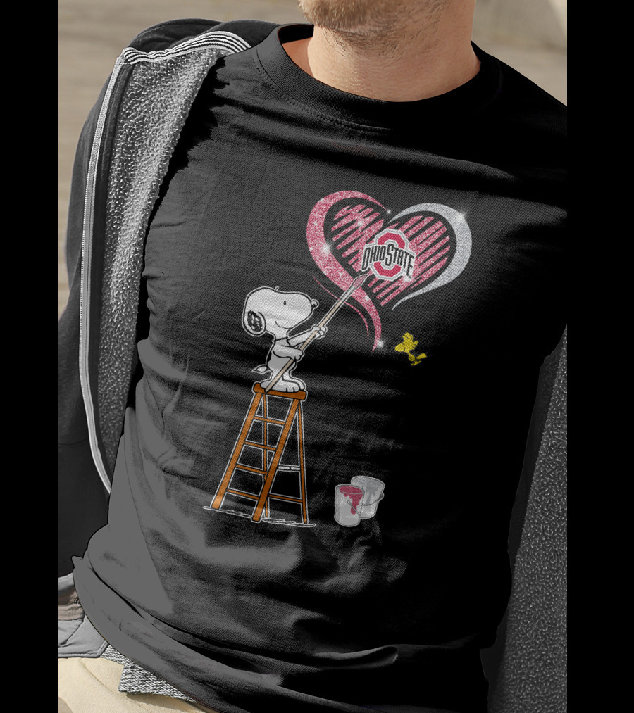 Ohio State Snoopy Heart Painting T-Shirt