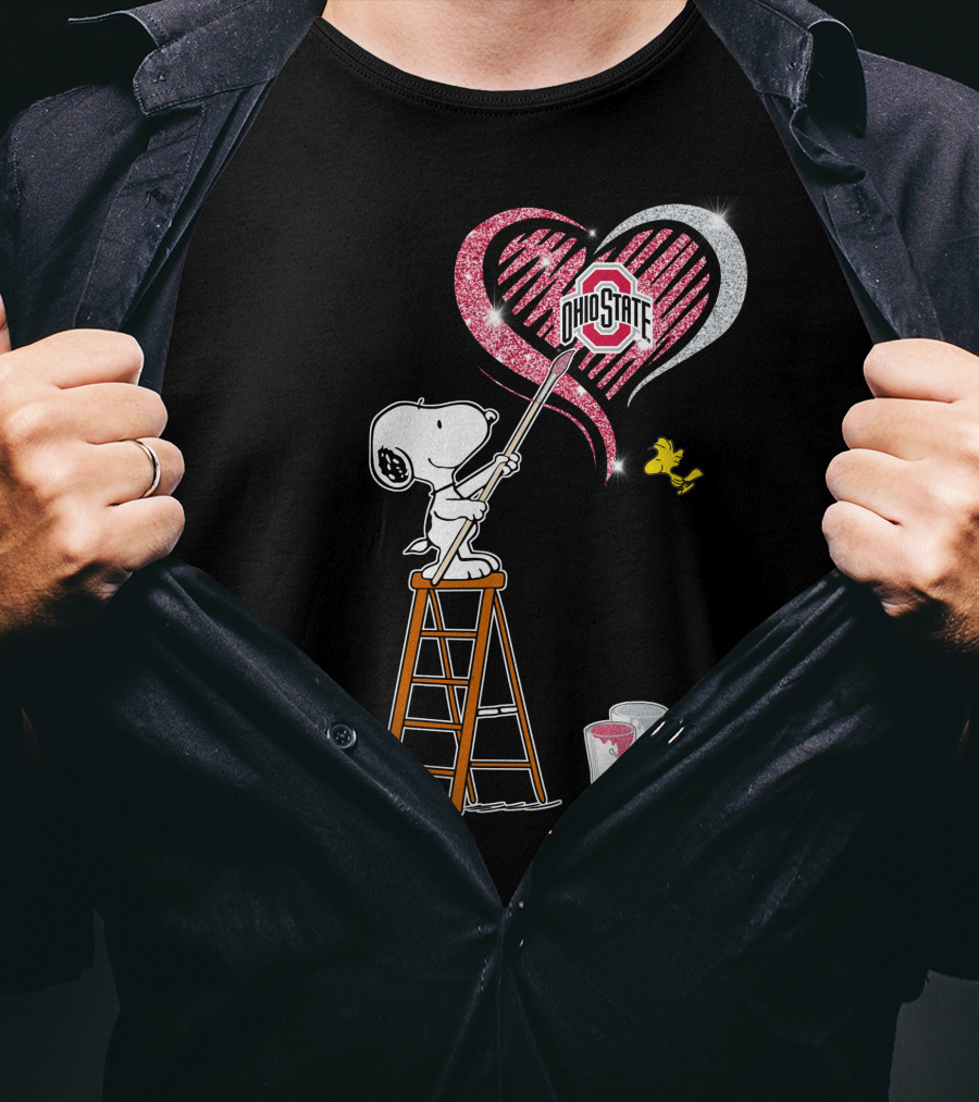 Ohio State Snoopy Heart Painting T-Shirt