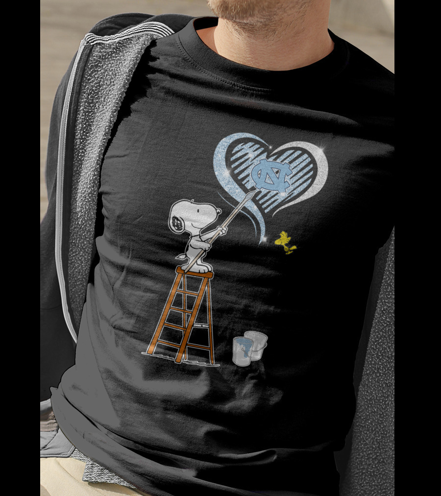 Snoopy Painting Unc Heart With Woodstock T-Shirt