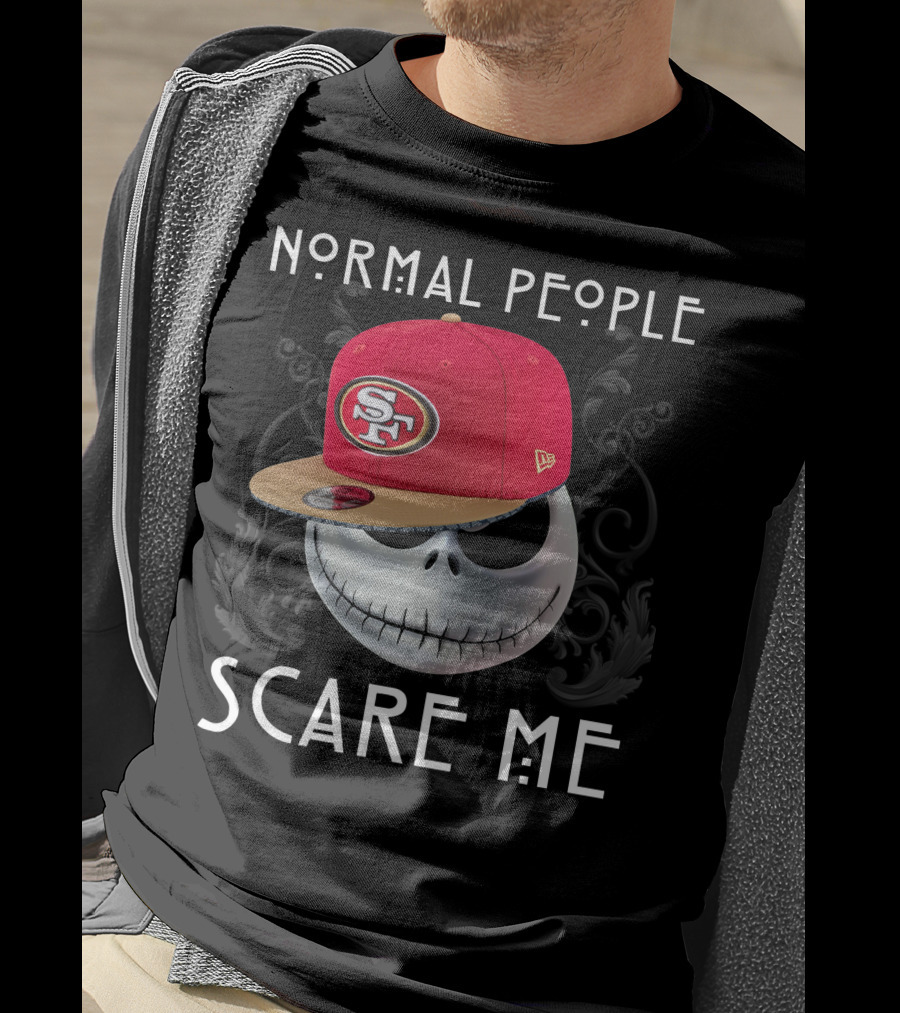 San Francisco 49ers Normal People Scare Me Jack Skellington Hat T-Shirt