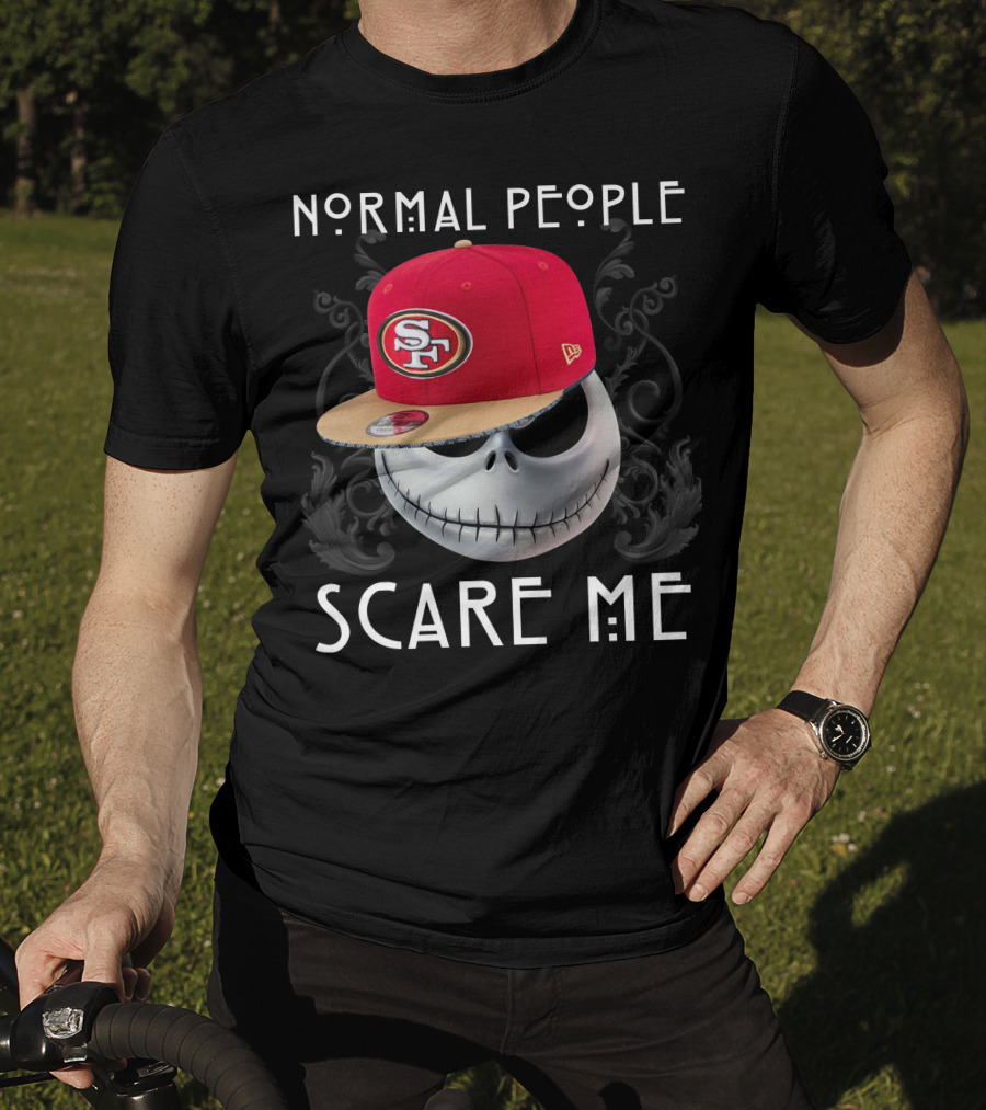 San Francisco 49ers Normal People Scare Me Jack Skellington Hat T-Shirt