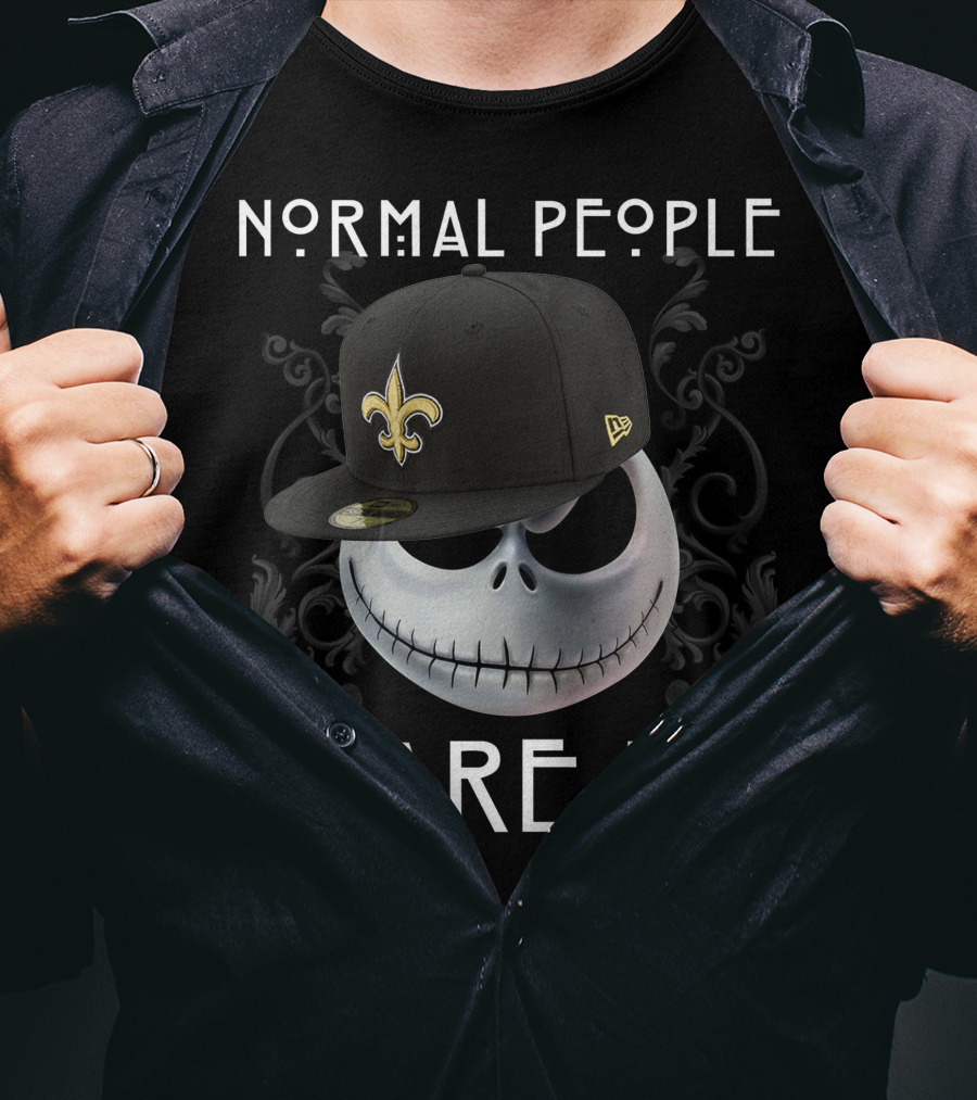 Normal People Scare Me Jack NFL Saints Hat Skull T-Shirt