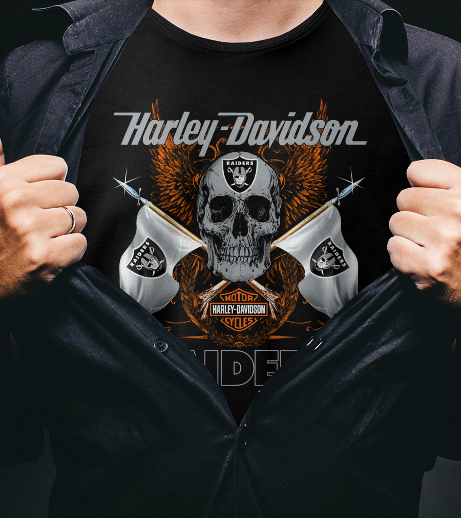 Harley Davidson Raiders Skull Flag T-Shirt