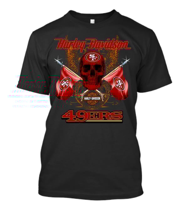 Harley Davidson Sf Skull Flags 49ers T-Shirt