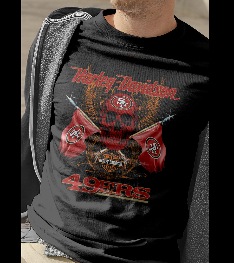 Harley Davidson Sf Skull Flags 49ers T-Shirt