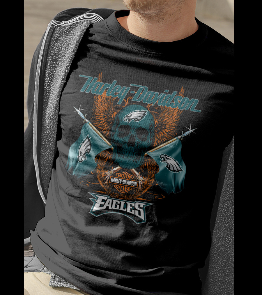 Harley Davidson Eagles Motor Cycles Flag T-Shirt