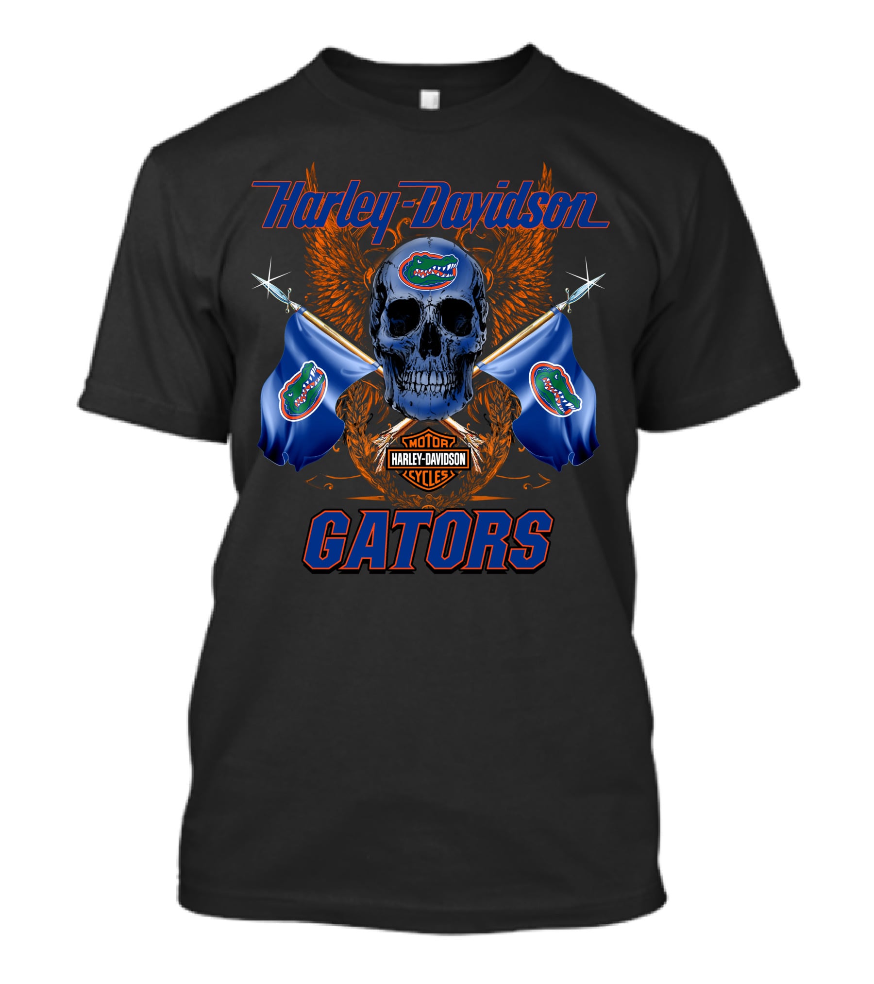 Harley Davidson Florida Gators Skull Flags T-Shirt