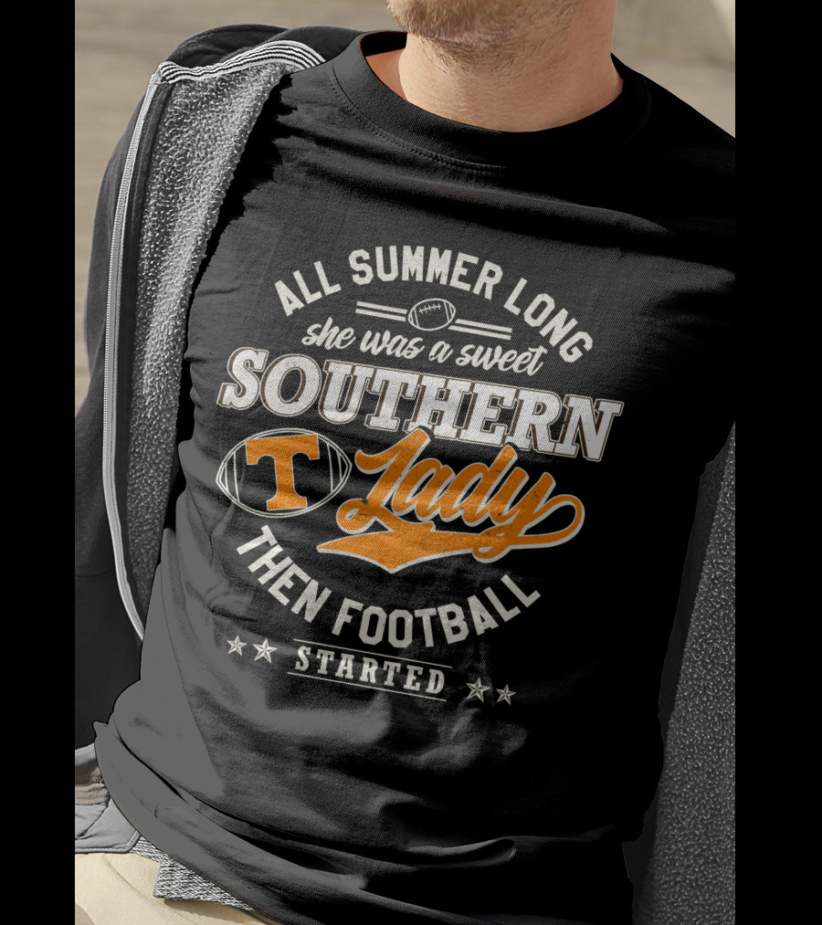 All Summer Long Sweet Southern Lady Football Tennessee Vols T-Shirt